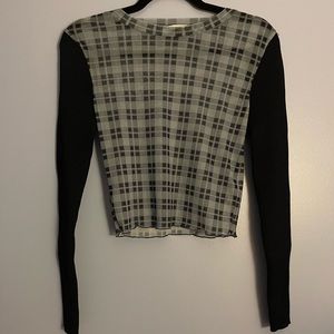 Zara Blue Plaid Mesh Long Sleeve